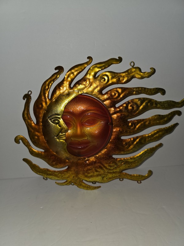 Sun- Moon - Metal Wall Art - Yellow & Orange 14 X 10 Beautiful gallery