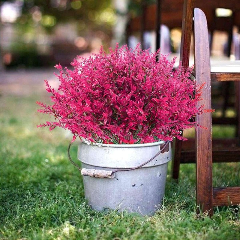 8 Bundles Artificial Flowers Plastic Plants Fake Outdoor Faux UV Resistant Decor gallery