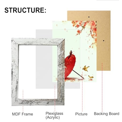 12 Pack Picture Frames Collage Wall 12 Pack with 8x10+5x7+4x6 Rustic White gallery