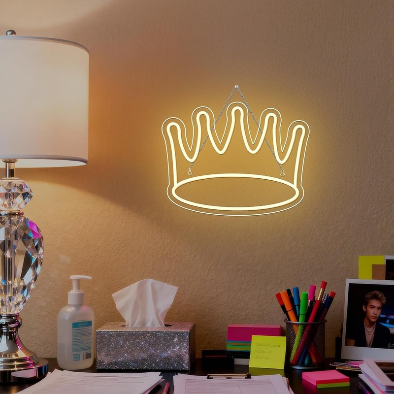 Stylish Crown Neon Light - Large 14'' Wall Art for Bedrooms & Celebrations gallery