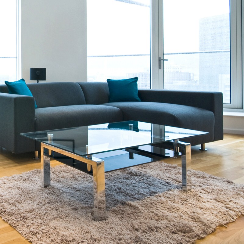 Square Glass Table Top End Table 15 Inch Flat Edge 12mm Thick Tempered Glass Top gallery