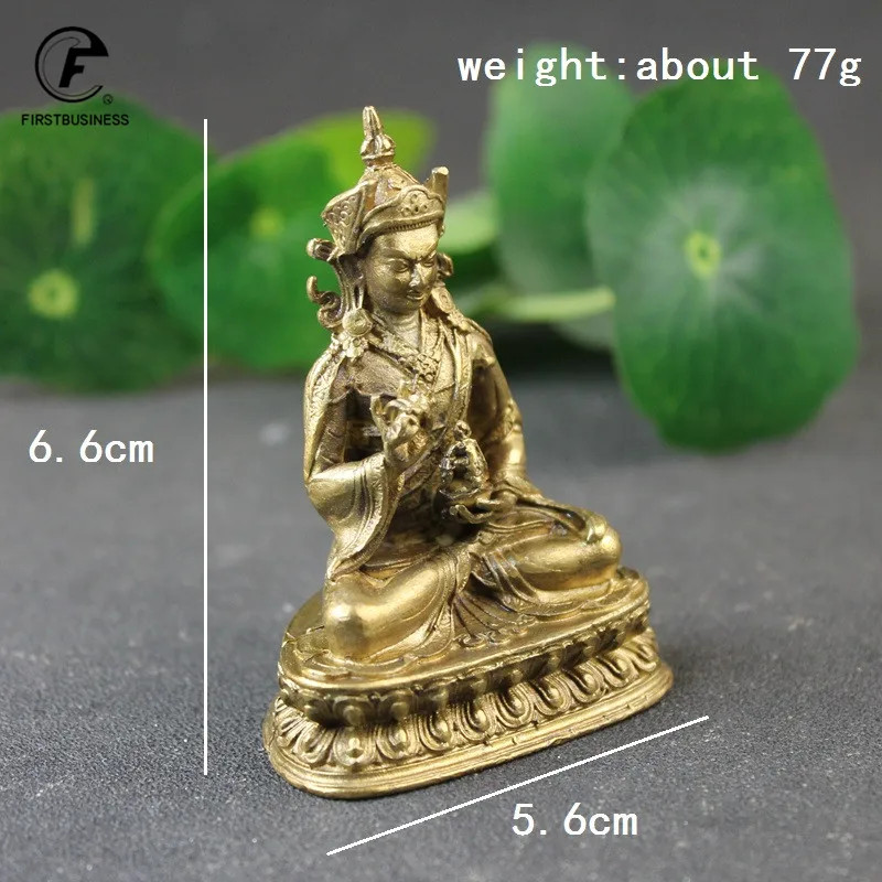 Antique Copper Padmasambhava Buddha Statue Desktop Small Ornaments Buddhism