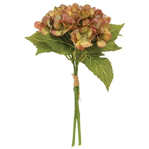 New Primitive HYDRANGEA STEMS 2 pcs DUSTY GREEN MAUVE Farmhouse Cottage 11.5"T gallery