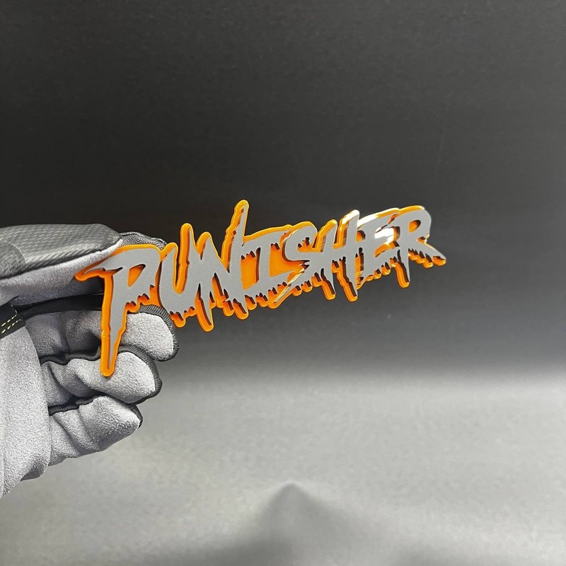 1x PUNISHER Custom Text 3D Acrylic Car Emblem Badge Multicolor Fender Decal gallery