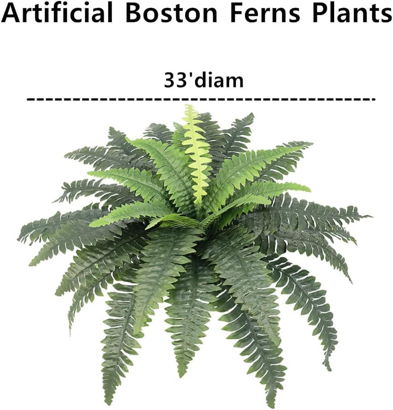 Artificial Ferns for Outdoors, Set of 2 Bouquets 33" Diam Large Fake Ferns Faux gallery