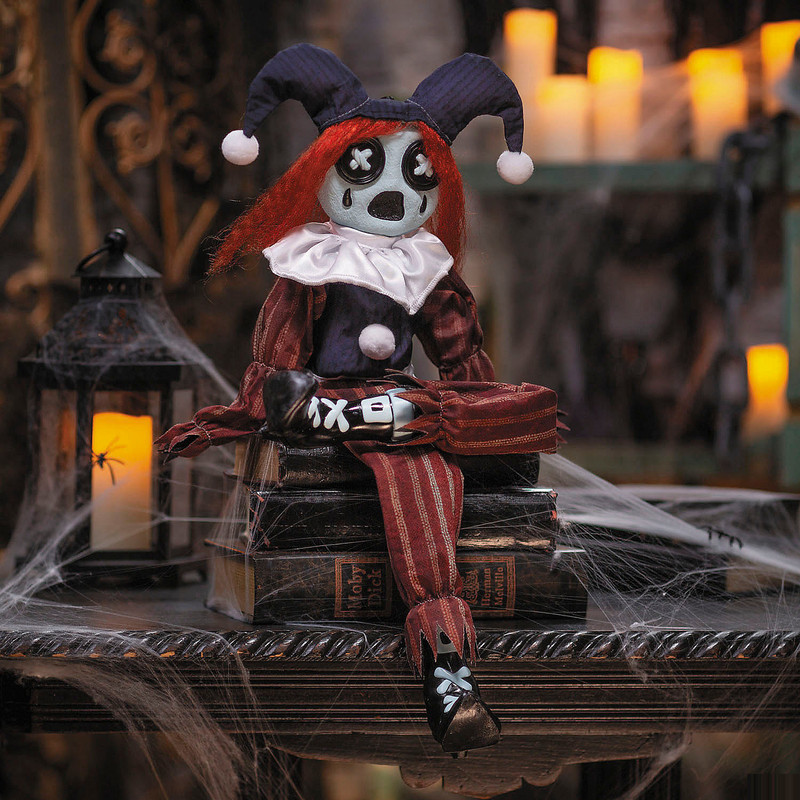 24" Black & Red Frown Clown Doll Halloween Decoration - Morris Costumes