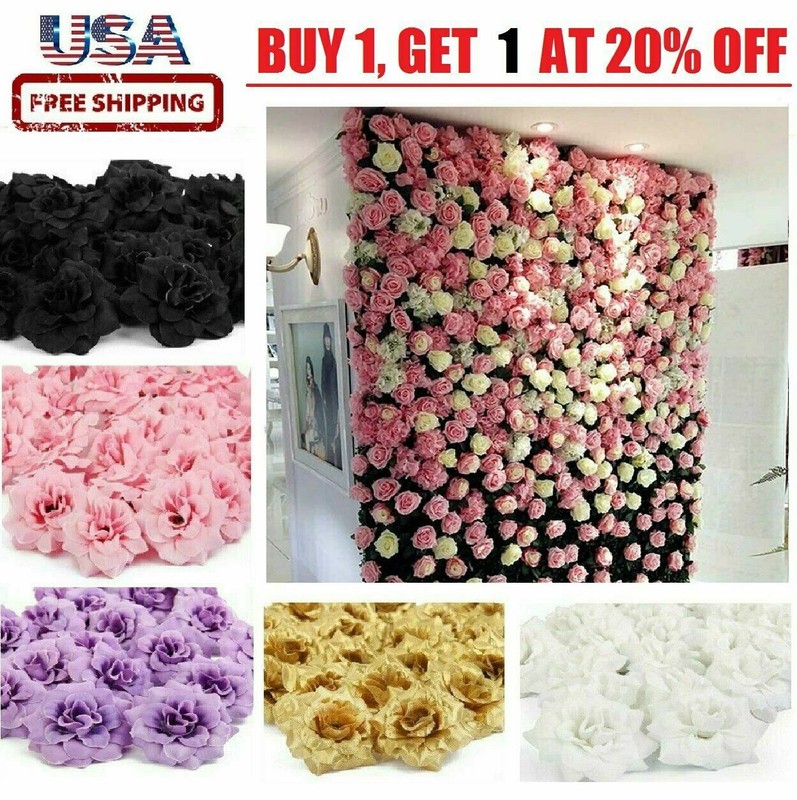 50Pcs Pop Silk Artificial Fake Rose Flower Heads Bulk Craft Wedding Party Decor