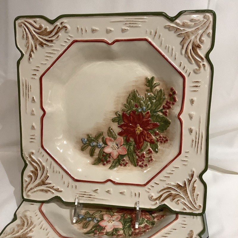MWW Manual Woodworkers Market Poinsettia Berries Square Plate 11-3/8” Square gallery
