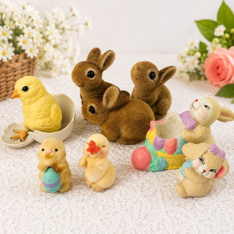 Vtg Easter Figurine Lot Hallmark Josef Originals Enesco Giftco Bunnies Chick