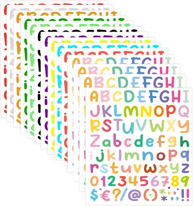 14 Sheet Color Vinyl Waterproof Letter Sticker DIY Sign Mailbox Notebook #1134