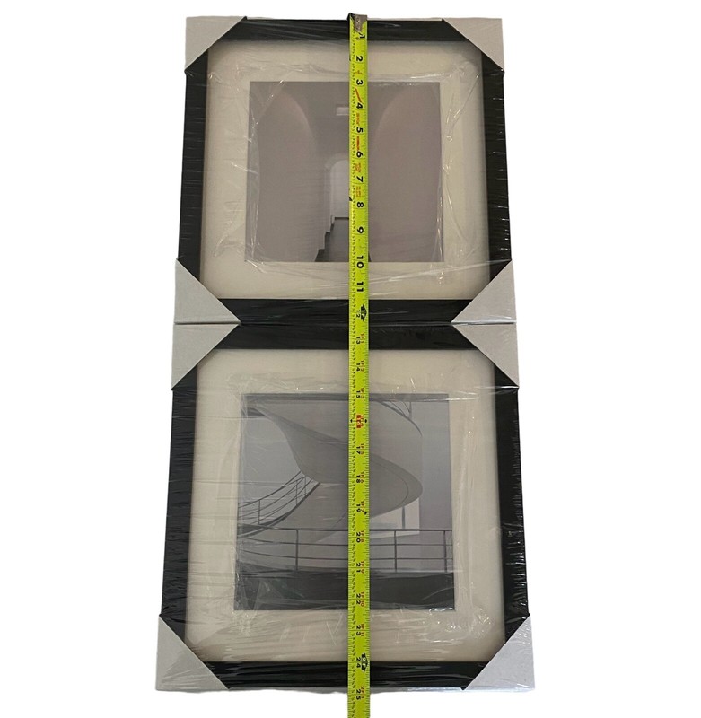 Yaynice Abstract Architectural Framed Wall Art Modern Grey White Black 2 Pieces gallery