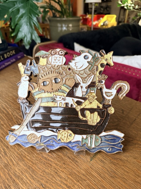 Vtg St. Andrews Abbey Noah’s Ark Wall Art Clay Calif Pottery Plaque EUC gallery