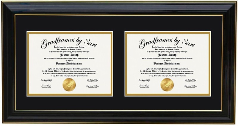 Custom Double Diploma frame, Black/Red-H RC 10x12,11x17,8.5x11,7x9,8x10,14x17 gallery