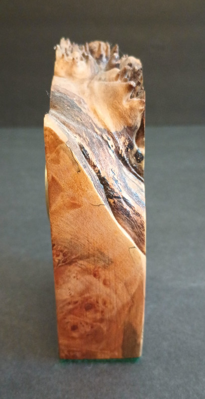 Live Edge Burl Wood Quartz Clock Handmade table/shelf Rustic 4.5" tall gallery