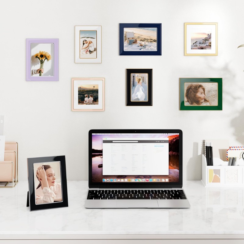 6x6 Enamel Picture Frame with Mat Display 4x4 Photo, Gold Metal Edge with Eas... gallery