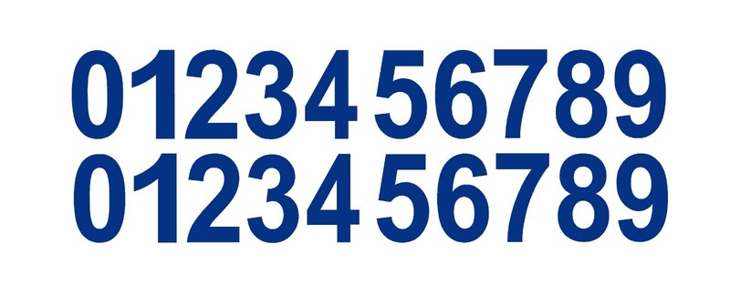 0-9 Numbers Blue Sticker Vinyl Decals CHOOSE .5″ – 12″ Set Of 20 (V746)