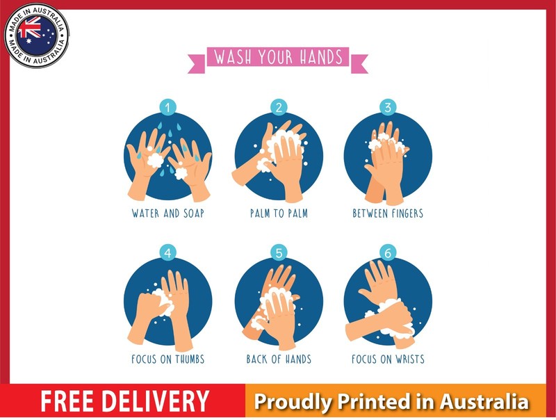 NEW (LAMINATED) WASH YOUR HANDS (61X91CM) EDUCATIONAL CHART PICTURE PRINT