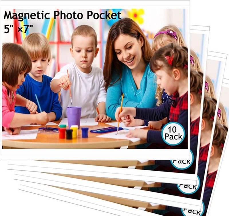 10 Pack 5″X7″ Premium Magnetic Picture Pockets Frames Holds 5 X 7 Inches Photo f