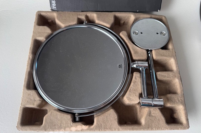 Make-Up Mirror 1x and 5x Magnification Chrome 8” Dual Sided Wall Mounted NEW gallery