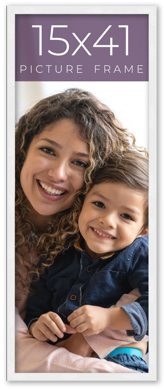 15x41 Frame White Real Wood Picture Frame Width 0.75 inches | Interior Frame Dep
