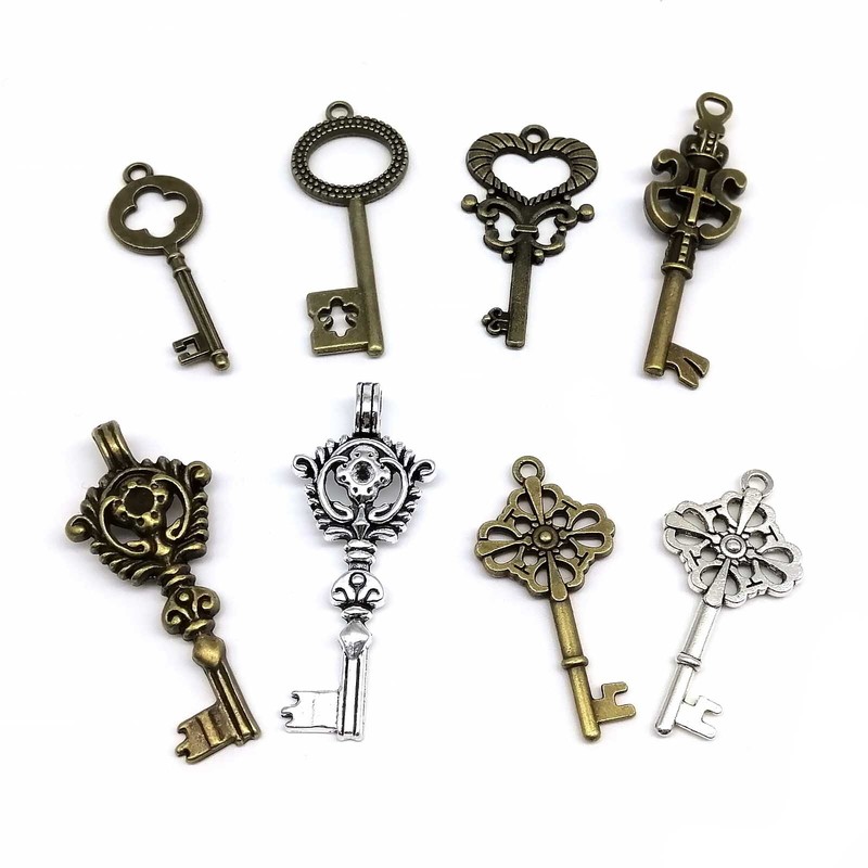 10pcs Retro Antique Vintage Old Looking Decorative Key Charms Jewelry Pendants gallery