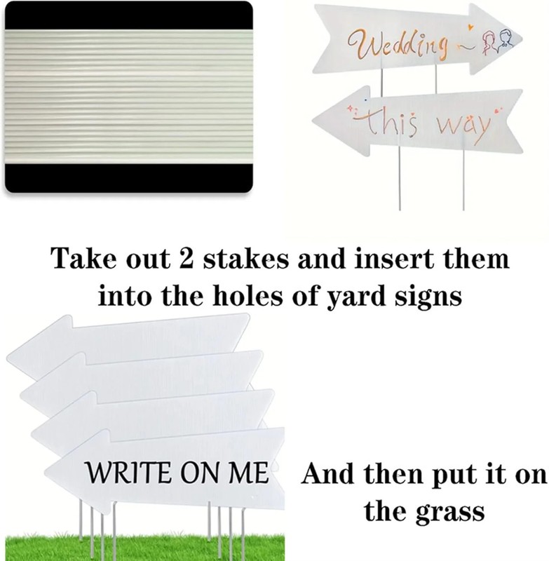 Blank-Arrow-Signs Bulk with Stakes 3 Pack 17 x 6 Inches Wedding Directional Yard gallery