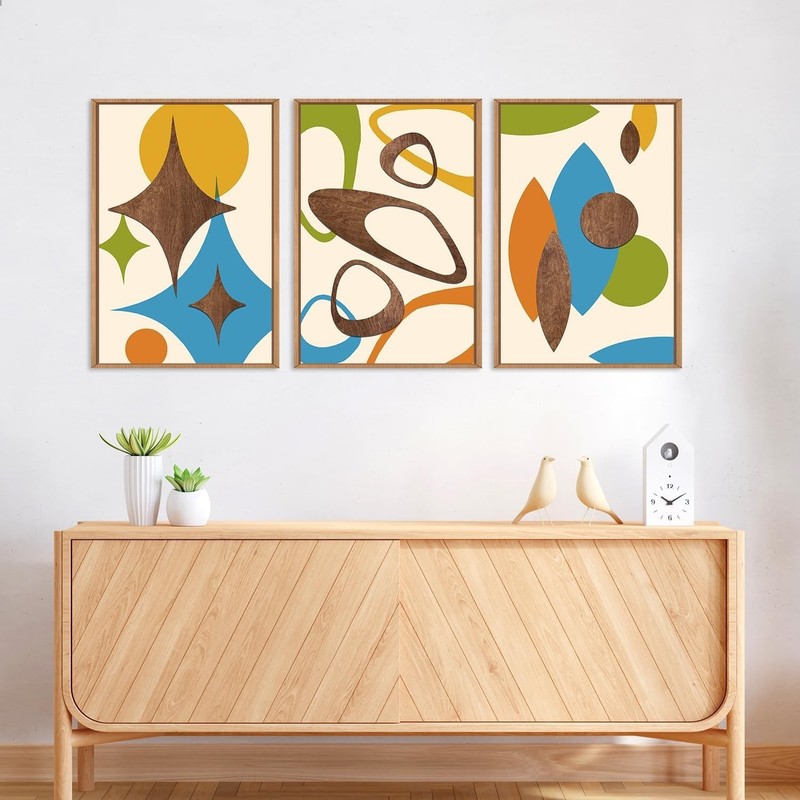 Earth Tone Mid Century Modern Wall Decor - Set of 3$ gallery