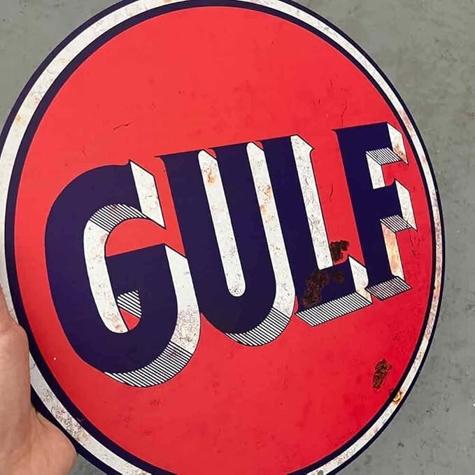 GAS Oil Rustic Sign Rustic Metal 12′ RETRO Garage Man Cave GULF