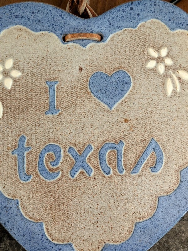 Vtg 1986 Clay City Pottery "I Heart Texas" Salt Glaze Wall Tile Trivet Love Texa gallery