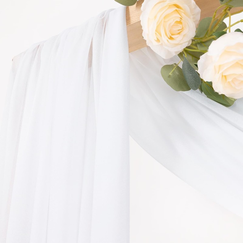White Sheer Wedding Arch Draping Fabric 1 Panel 29" x 20 FT Extra Long Airy G... gallery