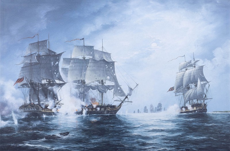 The Naval Battle of Flamborough Head Painting Canvas Print 35″ John Paul Jones