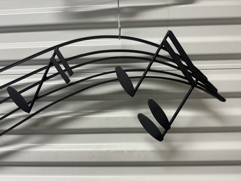 Large Musical Staff Treble Clef & Notes Wavy Bar Metal Wall Art Sculpture, Black gallery