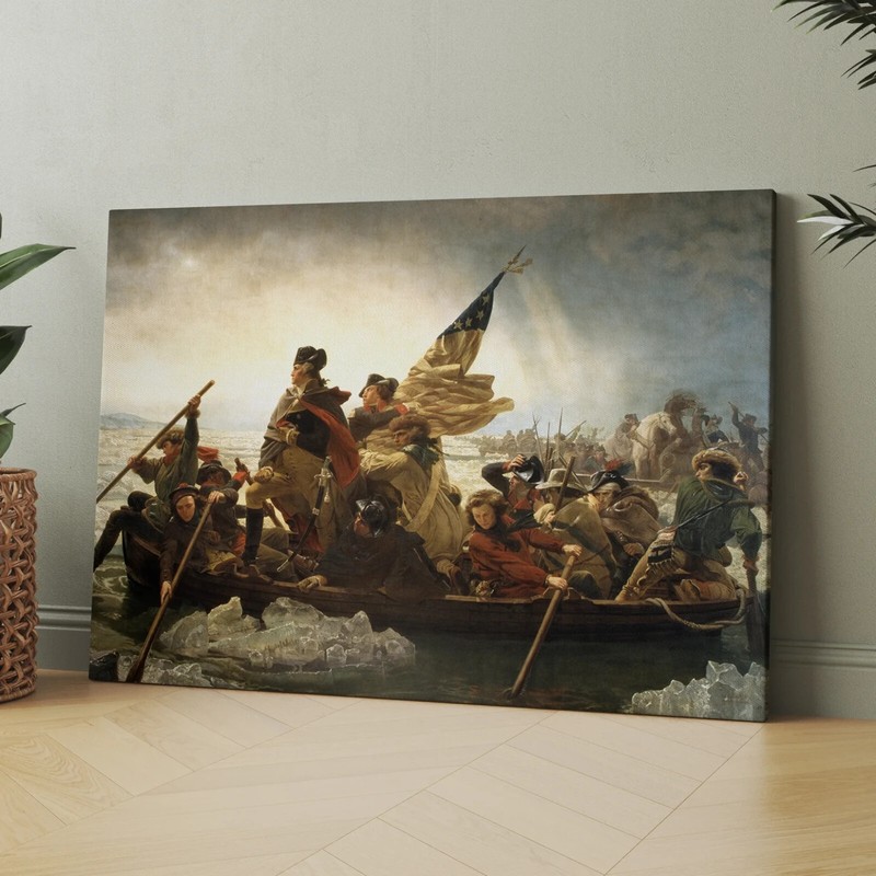 Washington Crossing The Delaware Painting America History Canvas Print Wall Art gallery
