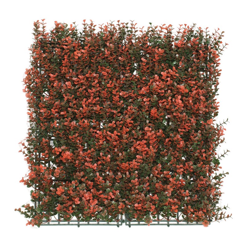 20″x20″ Artificial Red Buxus Mat Faux Fence Panel Wall Decor Ficus Plant Hedge