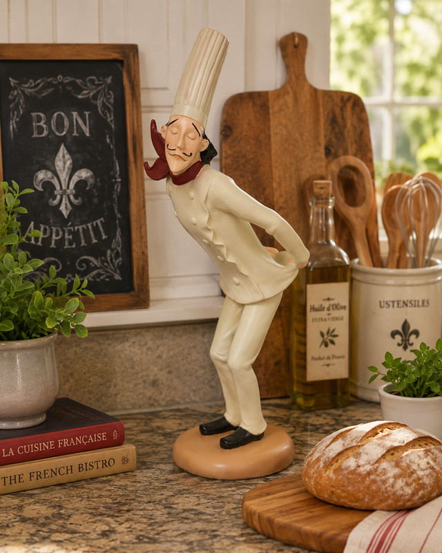 Deco 79 Whimsical French Chef Figurine 17.25” Tall Polystone Kitchen Decor