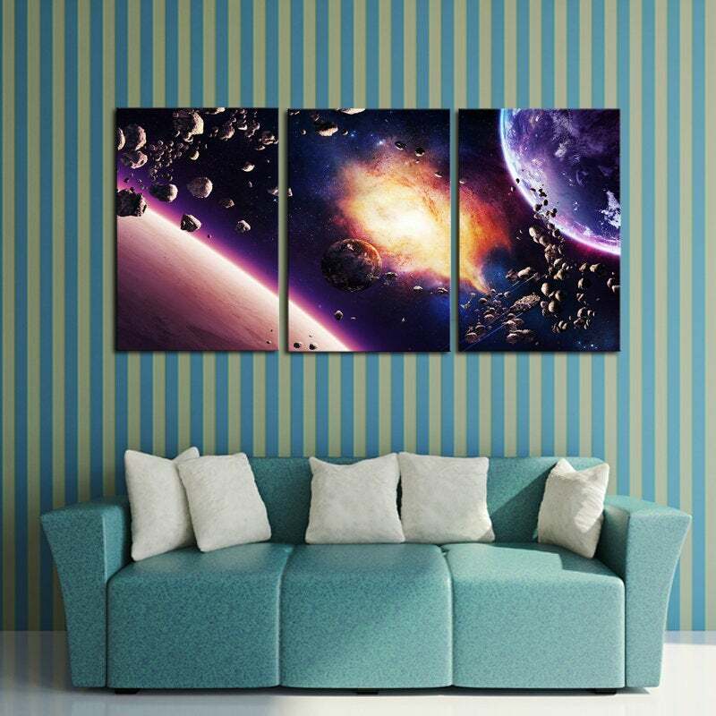 Multi Panel Print Asteroid Belt Canvas 5 Piece Wall Art Star Moon Earth Galaxy gallery