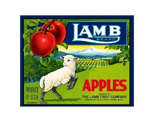 Crate Label Vintage Style Sign Metal Wall Deco Apples Lamb Brand MS144