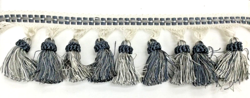 Tassel Fringe Trim 3.5″ for Drapery Curtains Upholstery Pillows/ Blue w White