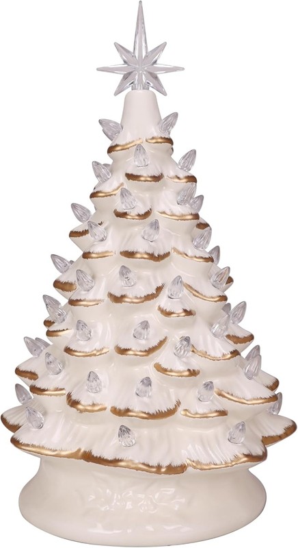 Ceramic Tree 14.25" Light Up Ivory Ceramic Christmas Tree | Beautifully gallery