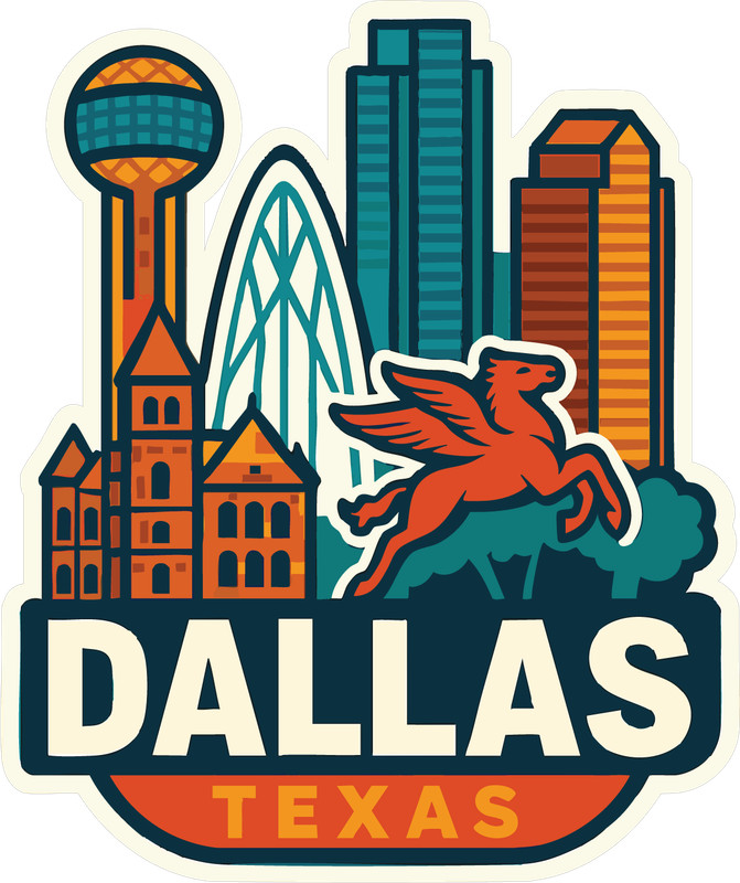 Dallas Sticker Decal Vinyl Die-Cut City Skyline Landmark Design