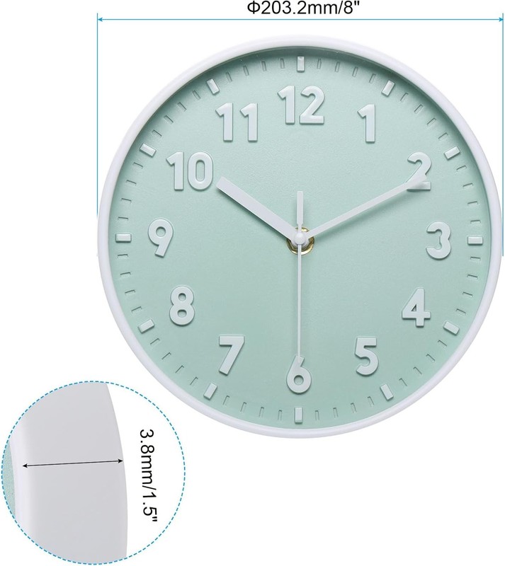 PATIKIL 8 Inch Wall Clock, 3D Number Quartz Battery Operated Silent Non-Ticking gallery