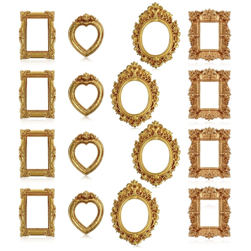 12 Pcs Small Gold Frames, Mini Picture Frames, Vintage Gold Mini Frame, Minia...