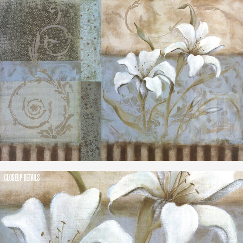 36W”x24H” CRYSTAL BLUE LILY by CAROL ROBINSON – FLORAL LILIES CHOICES of CANVAS