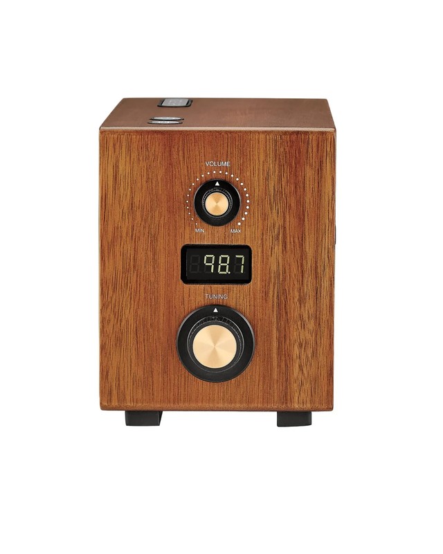 Bulova Retro Wooden Alarm Clock Radio FM Gold Analog Display Vintage Style B7800 gallery
