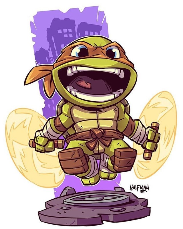 TMNT X MICHAELANGELO VYNIL DIE CUT HIGH GLOSS STICKER X 3X 2 INCHES X TMNT