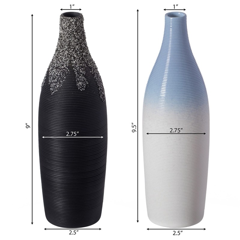 Modern Decorative Ceramic Table Vase Ripped Design Bottle Shape Flower Holder... gallery