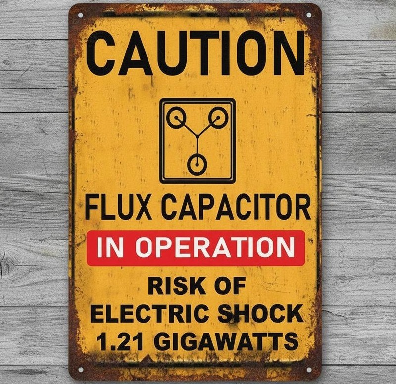 Flux Capacitor In Operation 8 x 12 Vintage Novelty Metal Sign Made In USA New!