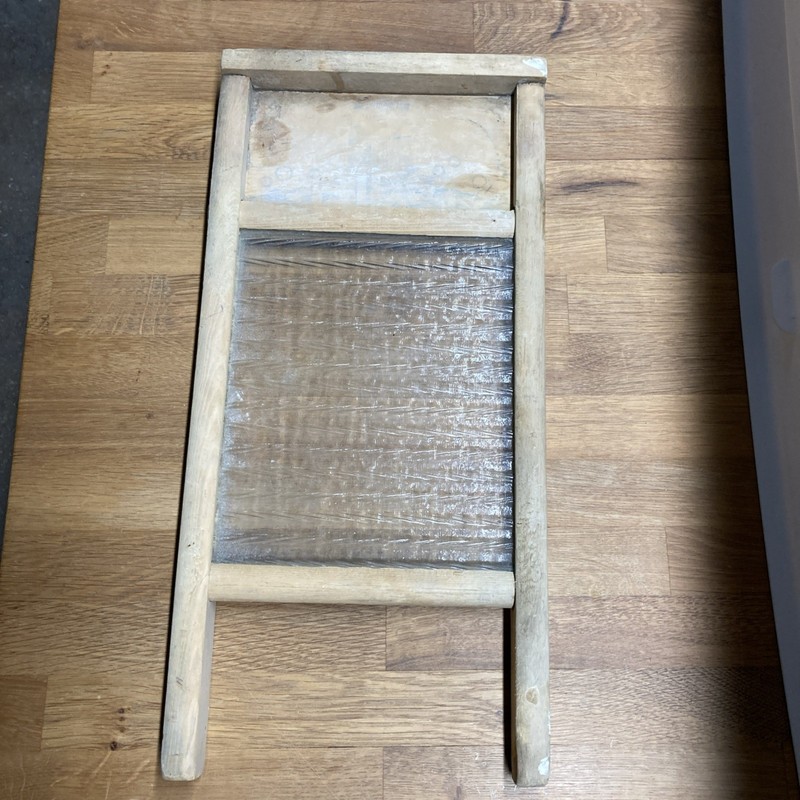Vintage Washboard Wood Glass Laundry Decor Farmhouse Wall Hanging 18”
