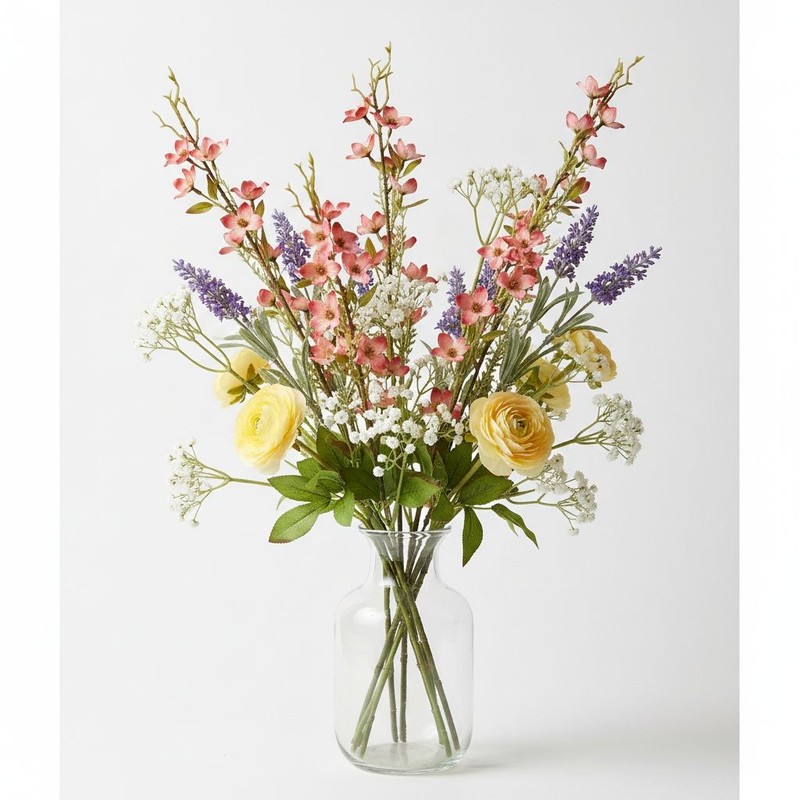 Two Tone Pink Dogwood Stems Ombre Wax Flower Faux Floral Pink Decor 24 Inch gallery