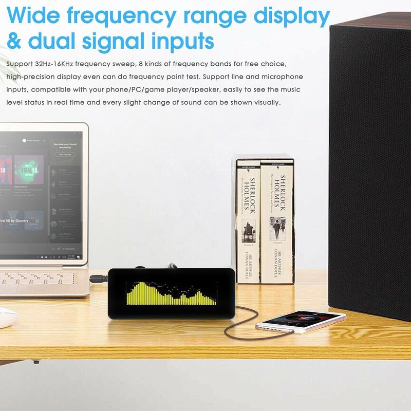 OLED Sound Level VU Meter Audio Spectrum Analyzer Digital Clock Home Decor gallery